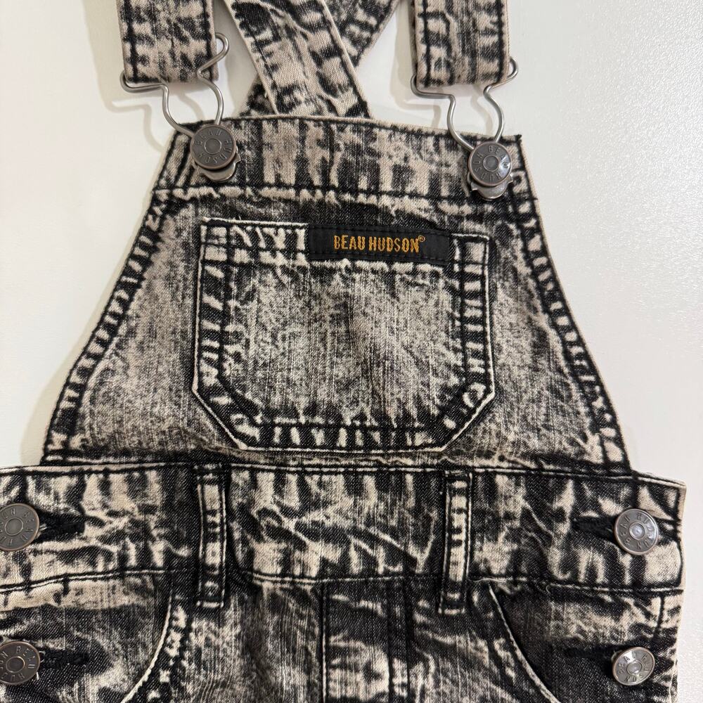 Beau Hudson Black Acid Wash Denim Overalls Size 6-12 Months - Picture 4 of 9